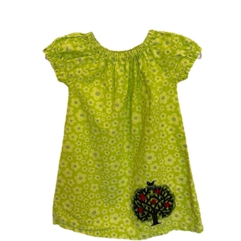 Jelly The Pug Green Floral Dress w bird
